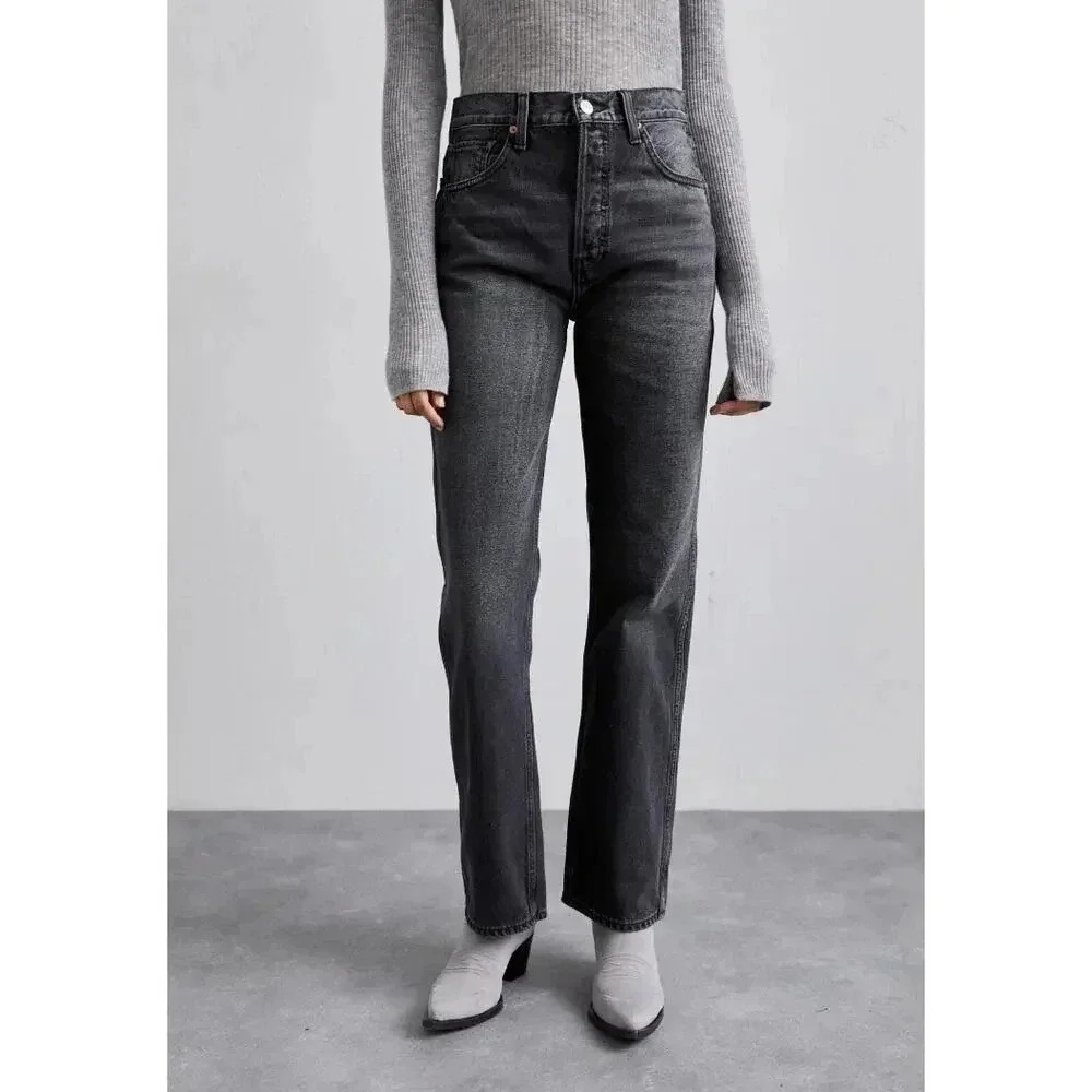 Re/Done Ink Black High Rise Loose '90s Jeans Womens Size 23